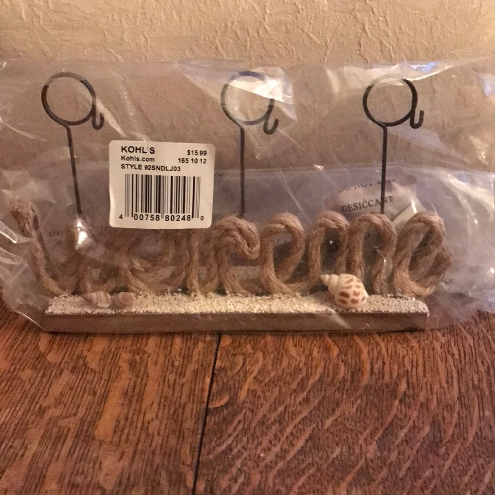 "Welcome" Rope 3-Photo Clip Table top Decor - Picture 3 of 3